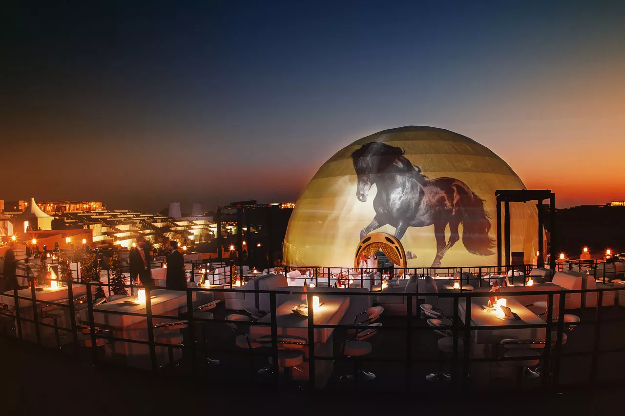 35m diameter dome tent supplied by Topaz Events for a large outdoor gathering in the UAE
